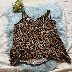 NWT Bobeau Animal Print Cut Out Tank sz M
